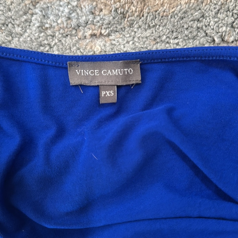 Vince Camuto Blue Asymmetrical Long Sleeve Blouse,PXS - Picture 5 of 6
